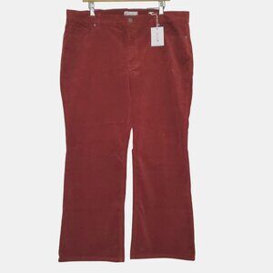 Jessica Simpson Burgundy Corduroy Mid-Rise Flare Pants Size 18W  Short